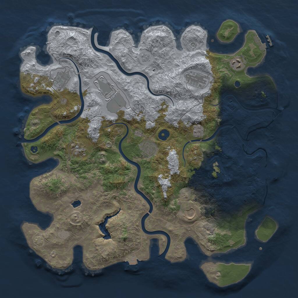 Rust Map: Procedural Map, Size: 4096, Seed: 208310466, 14 Monuments