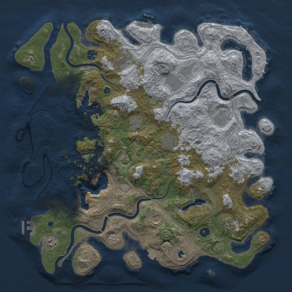 Rust Map: Procedural Map, Size: 4500, Seed: 1101233834, 16 Monuments