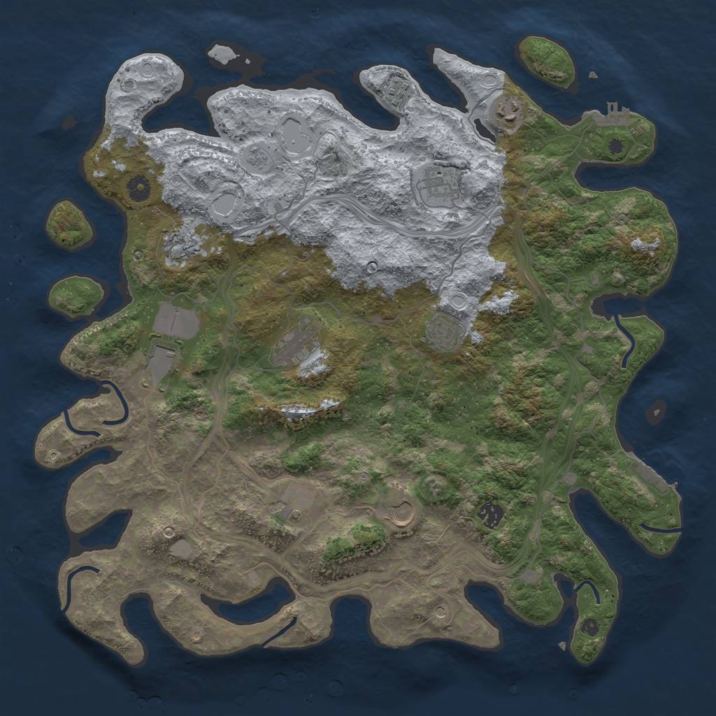 Rust Map: Procedural Map, Size: 4250, Seed: 999633, 17 Monuments