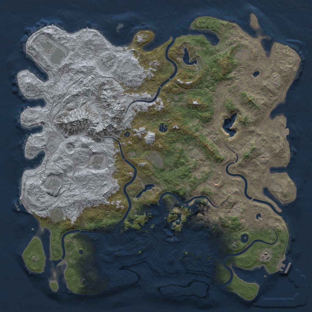 Rust Map: Procedural Map, Size: 5500, Seed: 48780, 17 Monuments