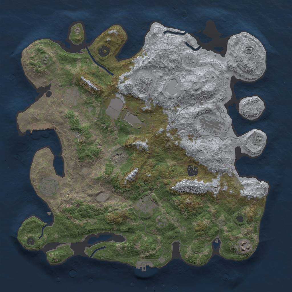 Rust Map: Procedural Map, Size: 3850, Seed: 190657, 16 Monuments
