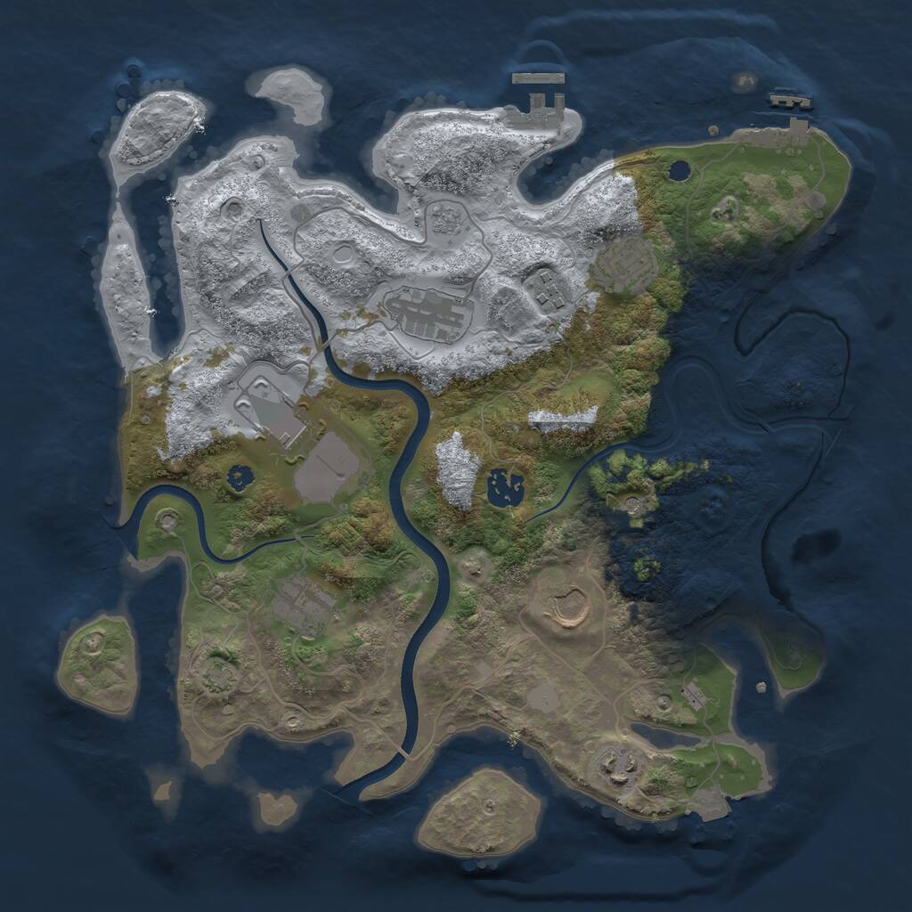 Rust Map: Procedural Map, Size: 3500, Seed: 3196, 14 Monuments