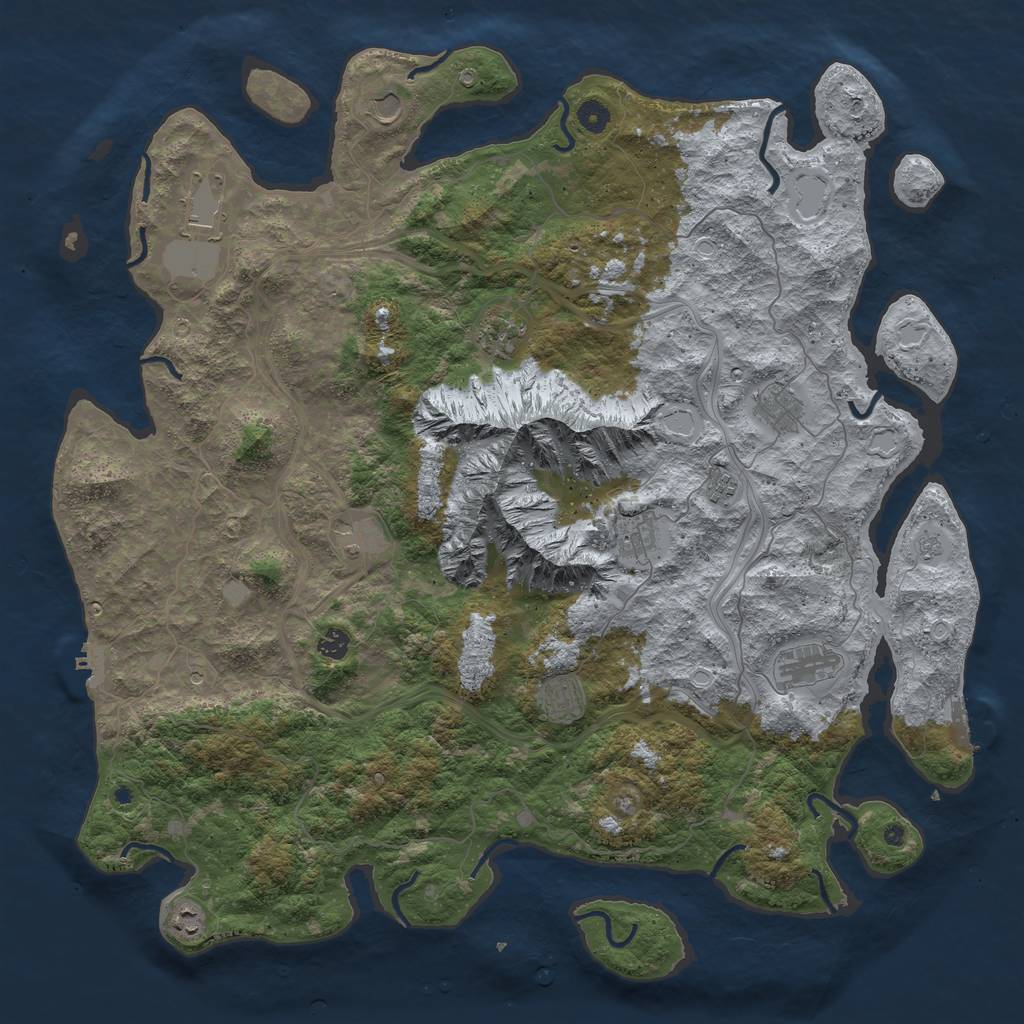 Rust Map: Procedural Map, Size: 5000, Seed: 73546249, 18 Monuments