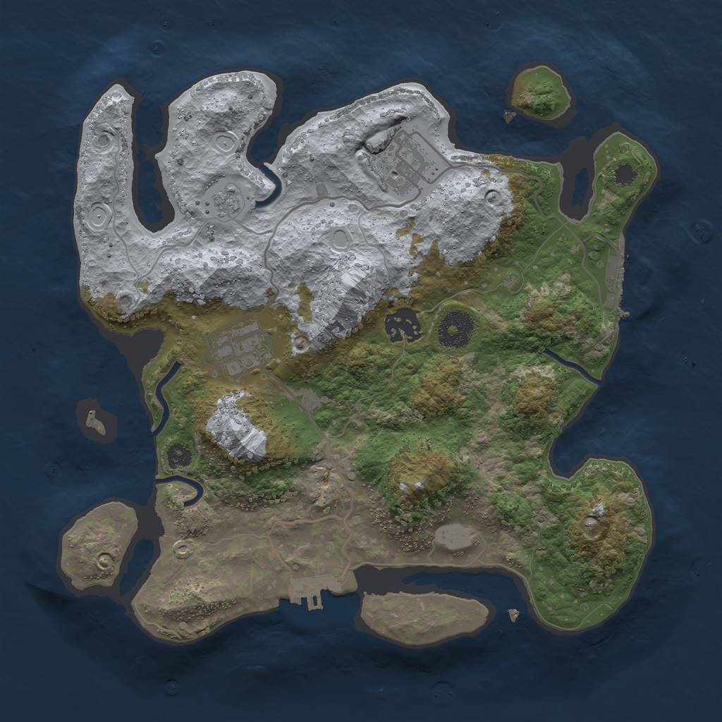 Rust Map: Procedural Map, Size: 3000, Seed: 1632427156, 9 Monuments