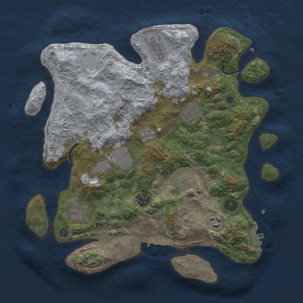 Rust Map: Procedural Map, Size: 3500, Seed: 721776272, 15 Monuments