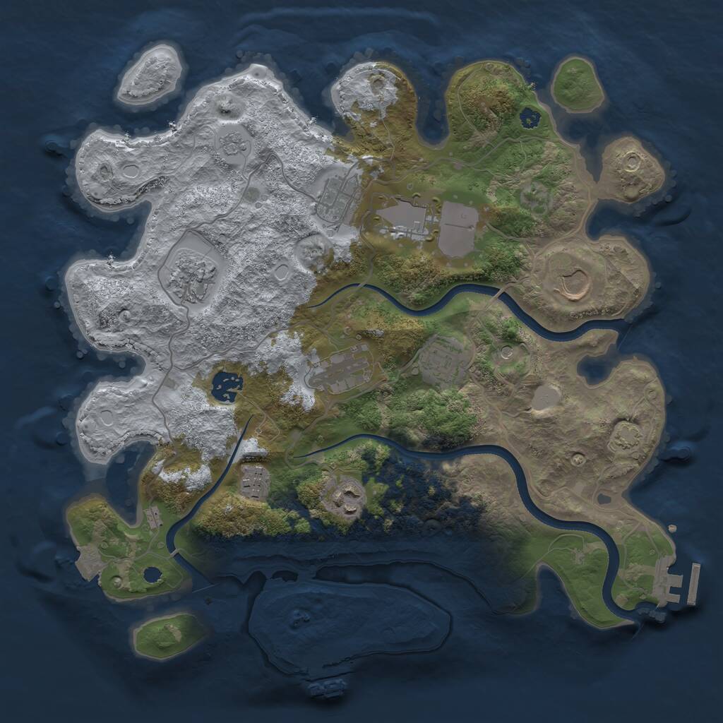 Rust Map: Procedural Map, Size: 3500, Seed: 1297470752, 15 Monuments