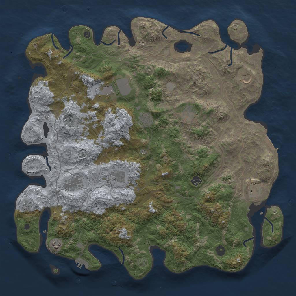 Rust Map: Procedural Map, Size: 4500, Seed: 1836333373, 17 Monuments