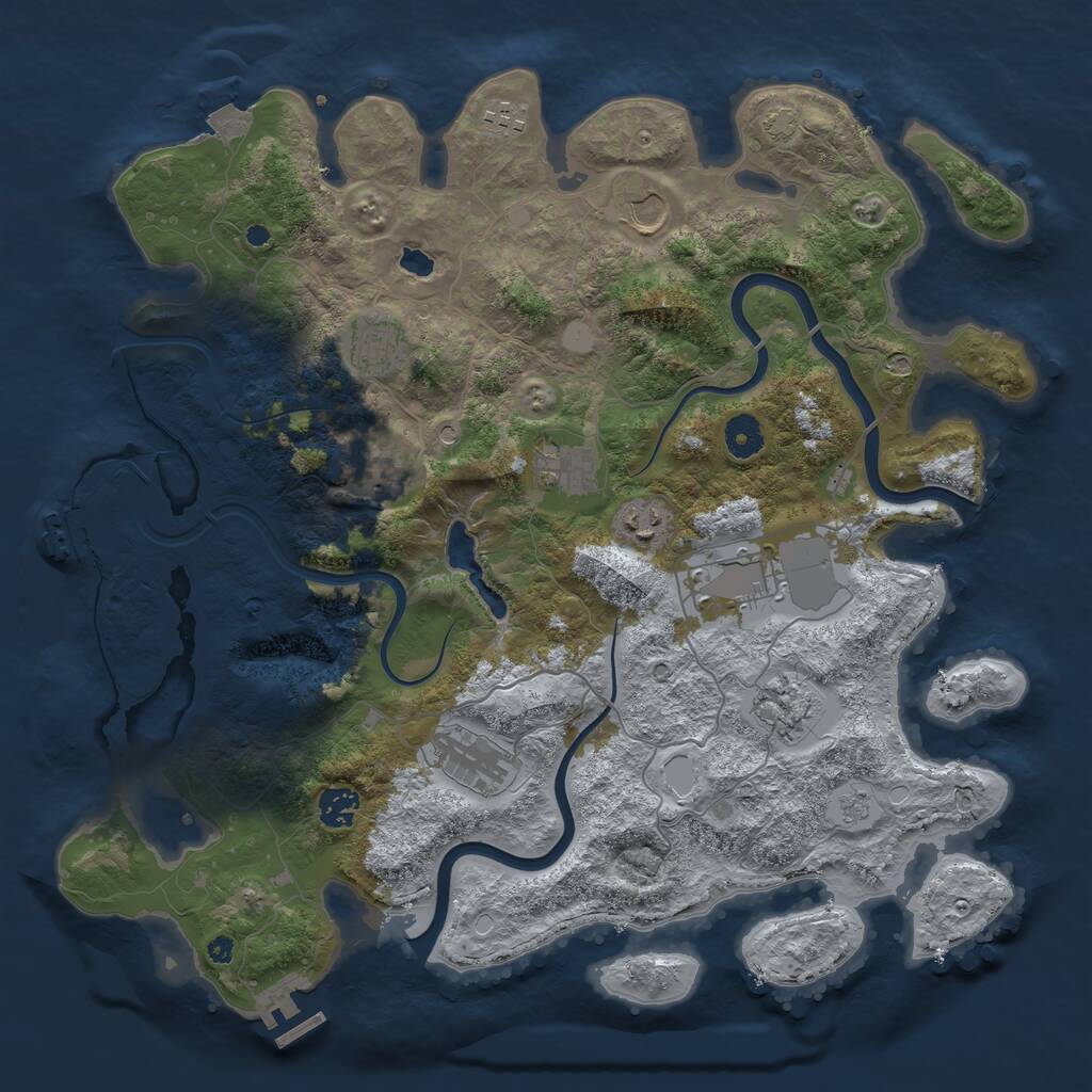 Rust Map: Procedural Map, Size: 4000, Seed: 790735041, 16 Monuments