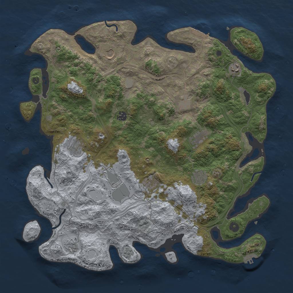 Rust Map: Procedural Map, Size: 4500, Seed: 1183727872, 18 Monuments