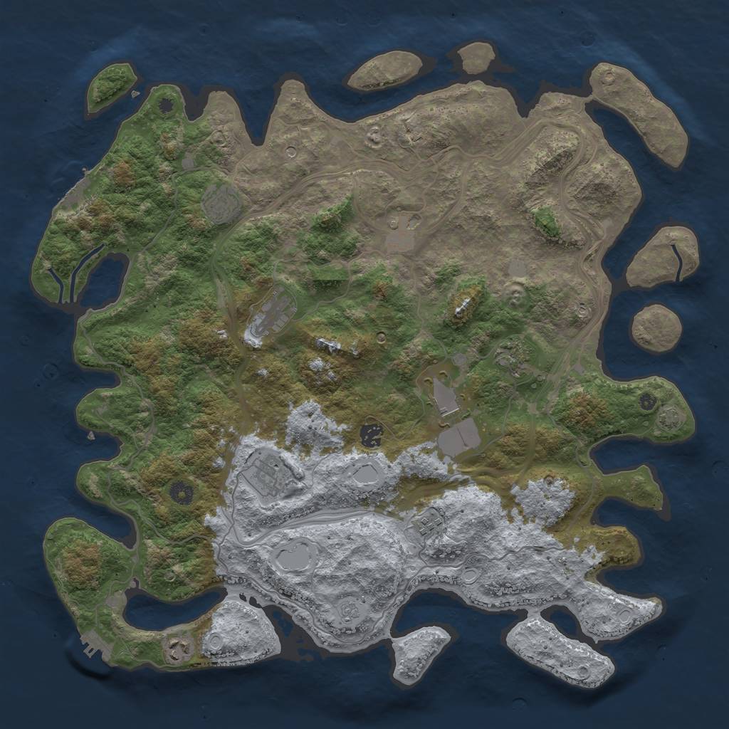Rust Map: Procedural Map, Size: 4500, Seed: 770840618, 16 Monuments