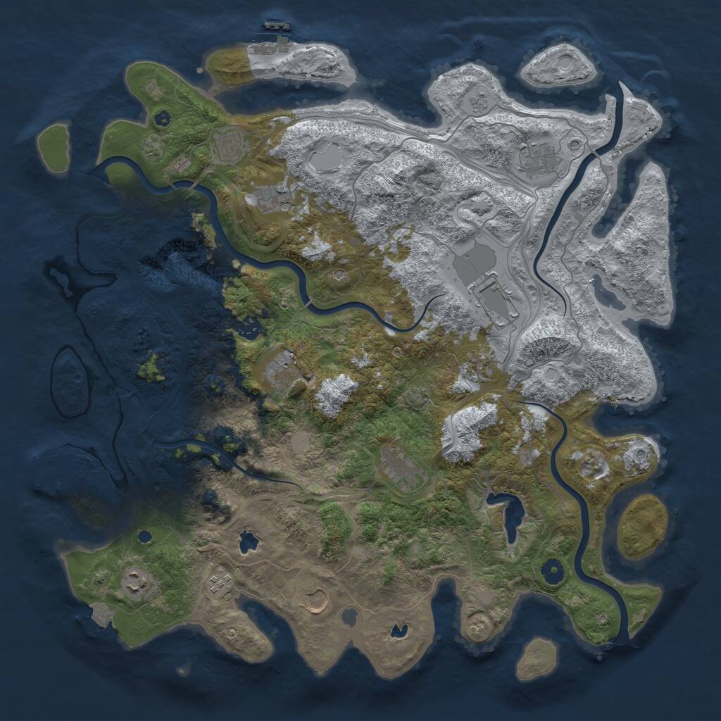 Rust Map: Procedural Map, Size: 4500, Seed: 4062023, 17 Monuments
