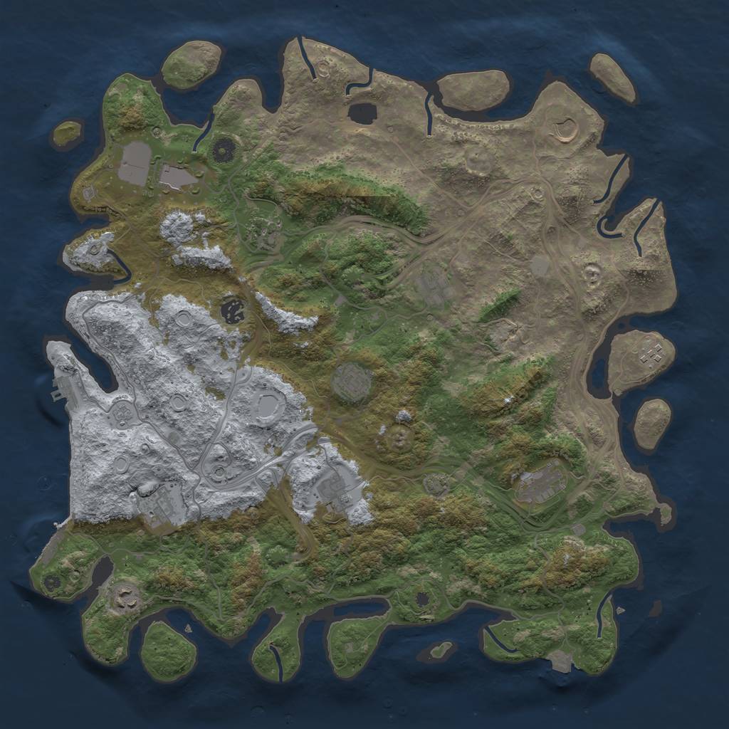 Rust Map: Procedural Map, Size: 4500, Seed: 485163382, 19 Monuments