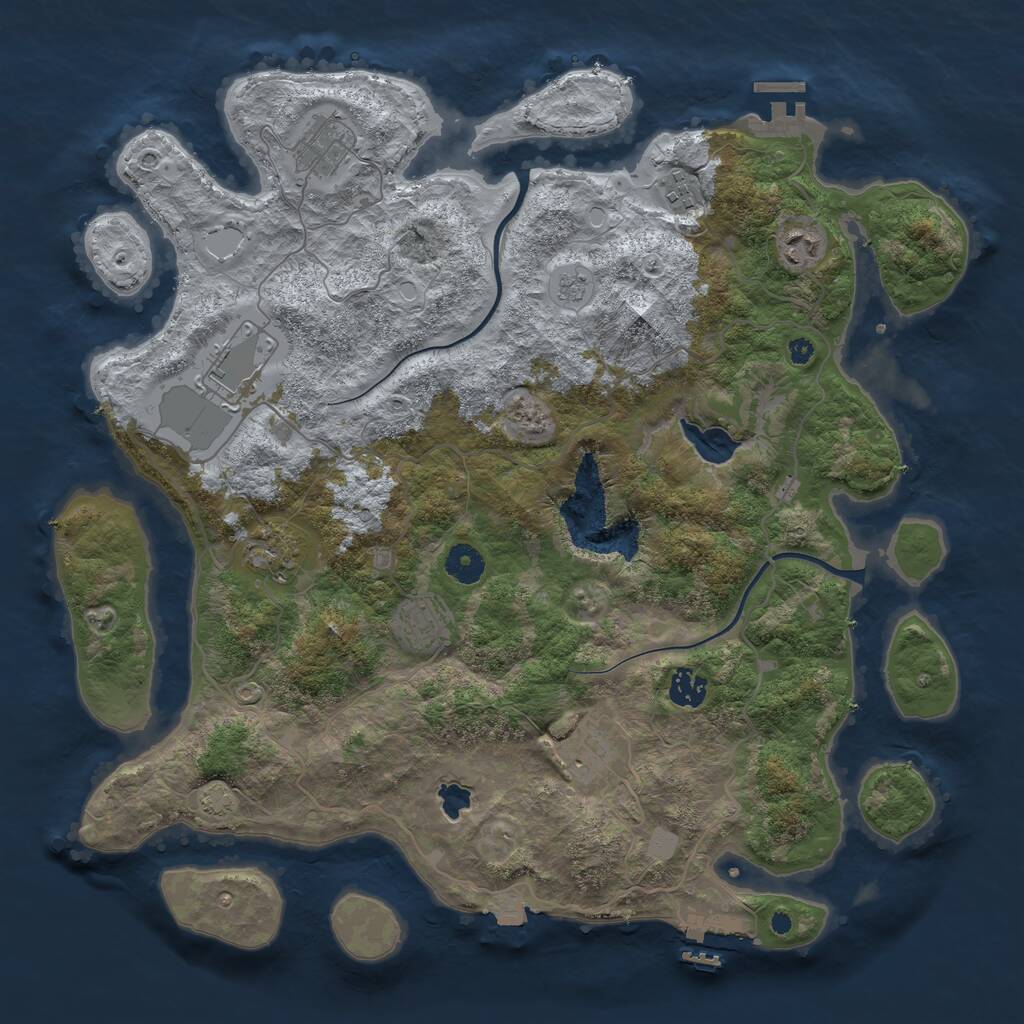 Rust Map: Procedural Map, Size: 4000, Seed: 1025692068, 13 Monuments