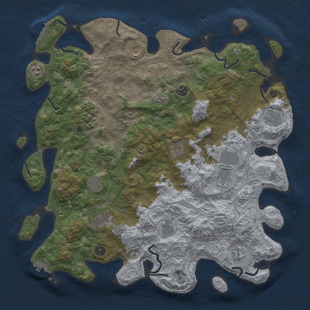 Rust Map: Procedural Map, Size: 4500, Seed: 742313661, 18 Monuments