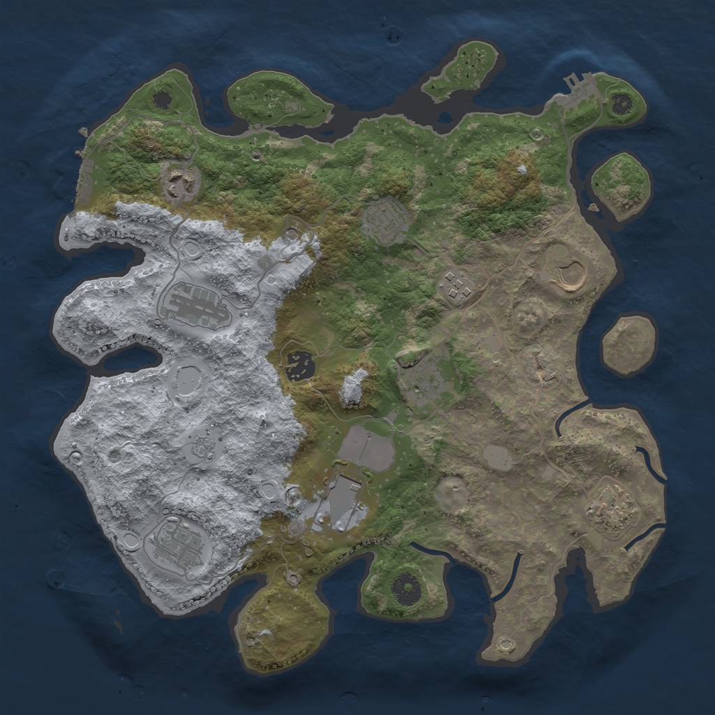Rust Map: Procedural Map, Size: 3500, Seed: 762123694, 17 Monuments