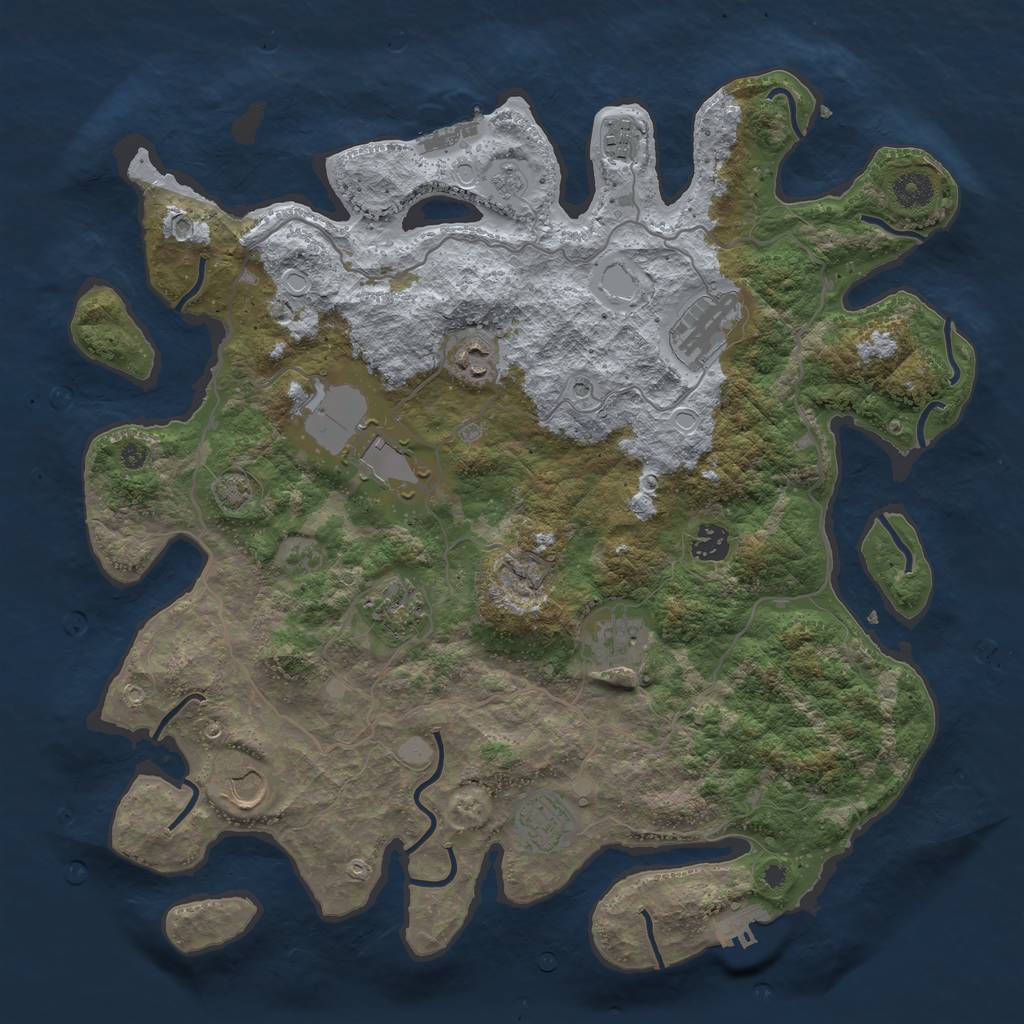 Rust Map: Procedural Map, Size: 4000, Seed: 305518778, 17 Monuments