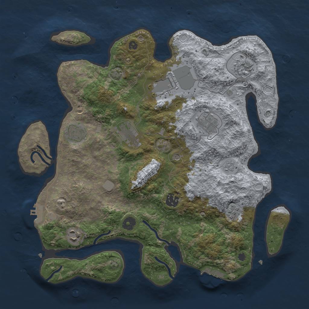 Rust Map: Procedural Map, Size: 3500, Seed: 336462625, 16 Monuments
