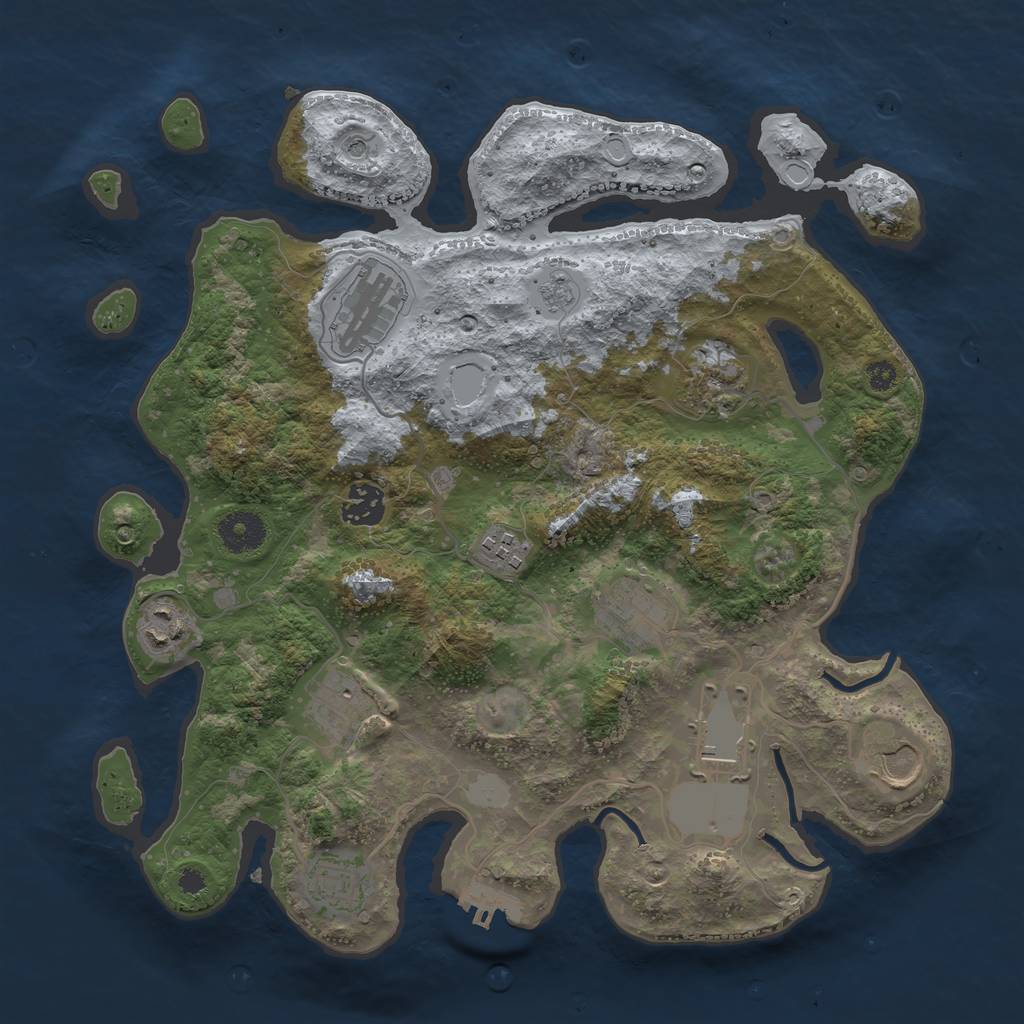 Rust Map: Procedural Map, Size: 3500, Seed: 85435185, 16 Monuments