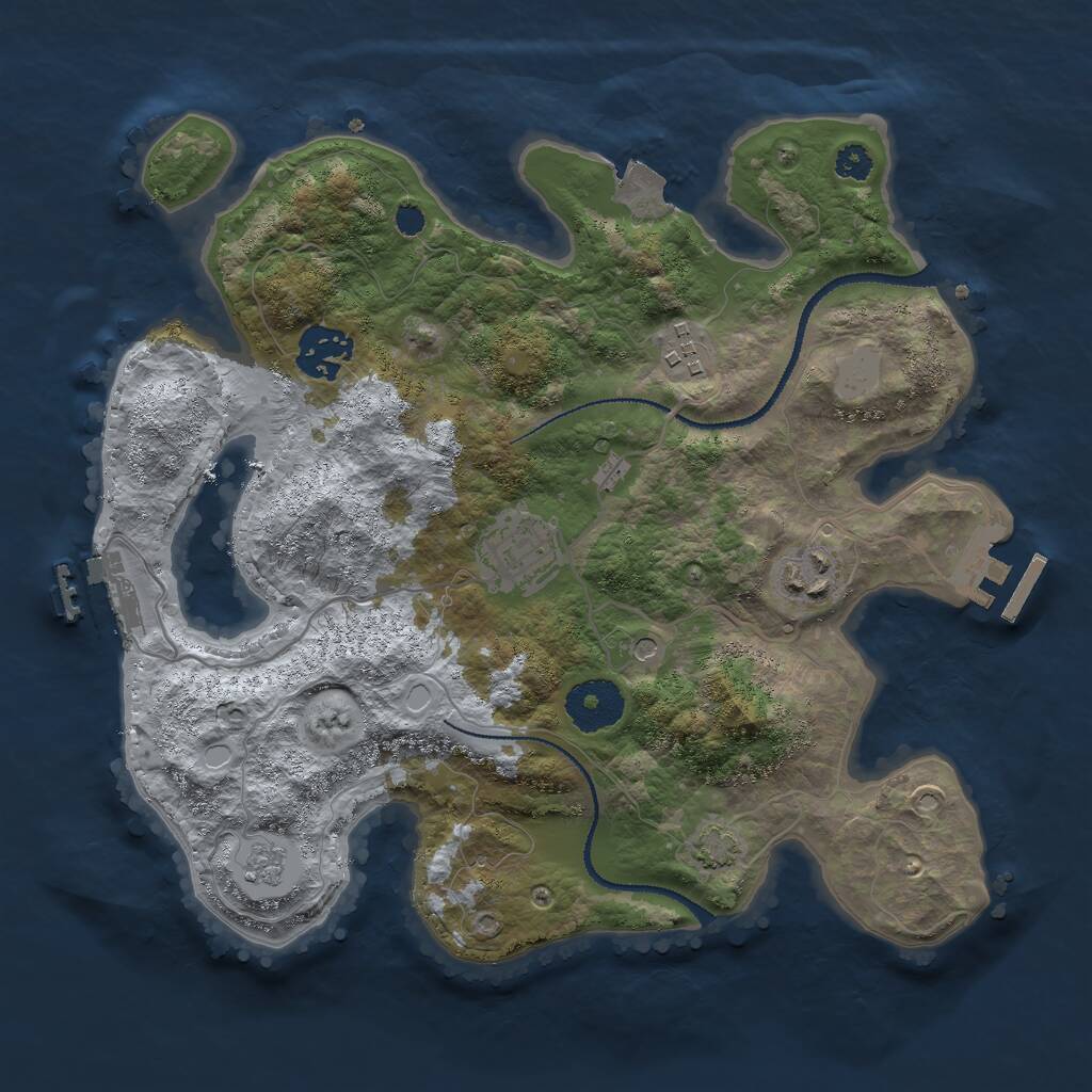 Rust Map: Procedural Map, Size: 3000, Seed: 848355598, 10 Monuments