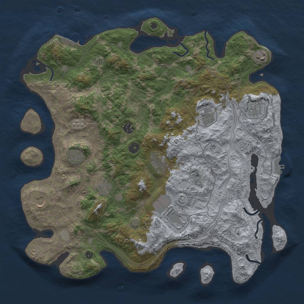 Rust Map: Procedural Map, Size: 4250, Seed: 1501756690, 18 Monuments