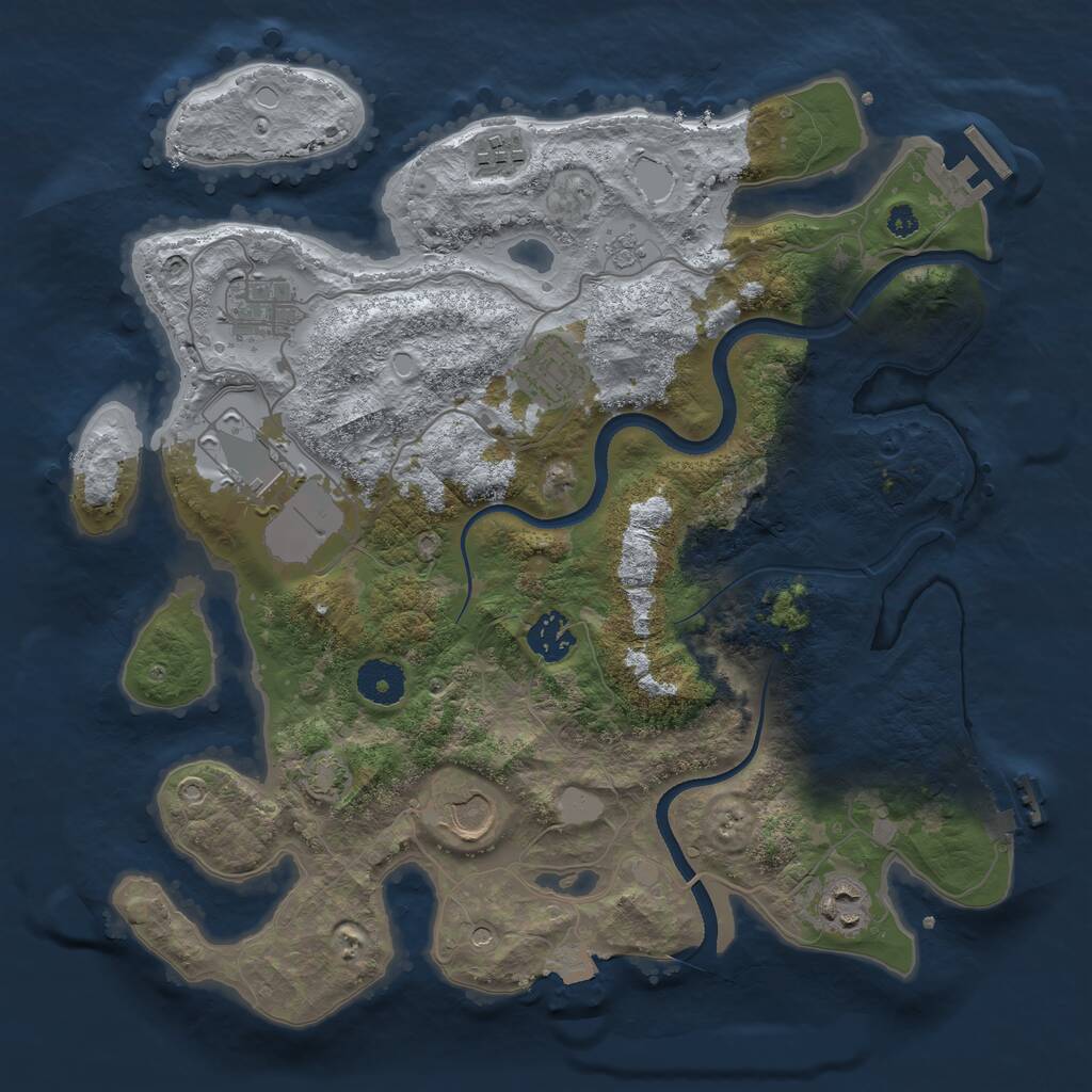 Rust Map: Procedural Map, Size: 3500, Seed: 654987, 13 Monuments