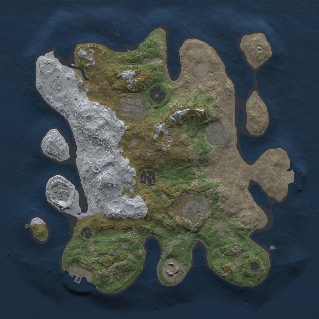 Rust Map: Procedural Map, Size: 3000, Seed: 425352080, 13 Monuments
