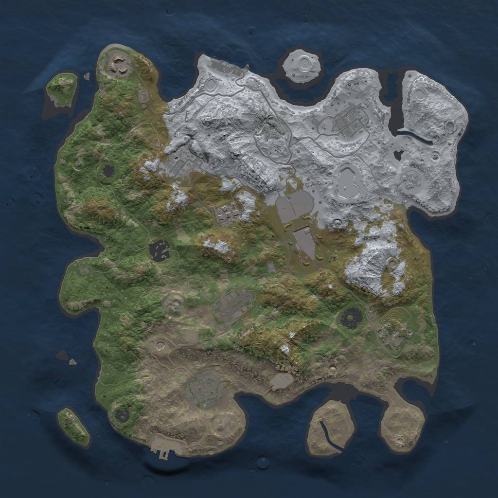 Rust Map: Procedural Map, Size: 3500, Seed: 336548456, 16 Monuments