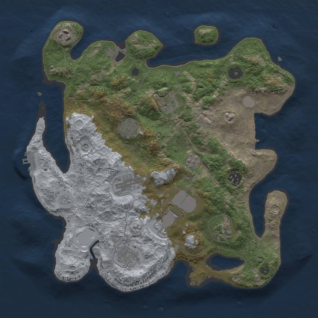 Rust Map: Procedural Map, Size: 3500, Seed: 4001813, 16 Monuments