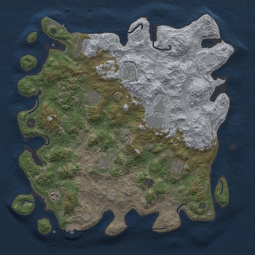 Rust Map: Procedural Map, Size: 4250, Seed: 1402059318, 16 Monuments