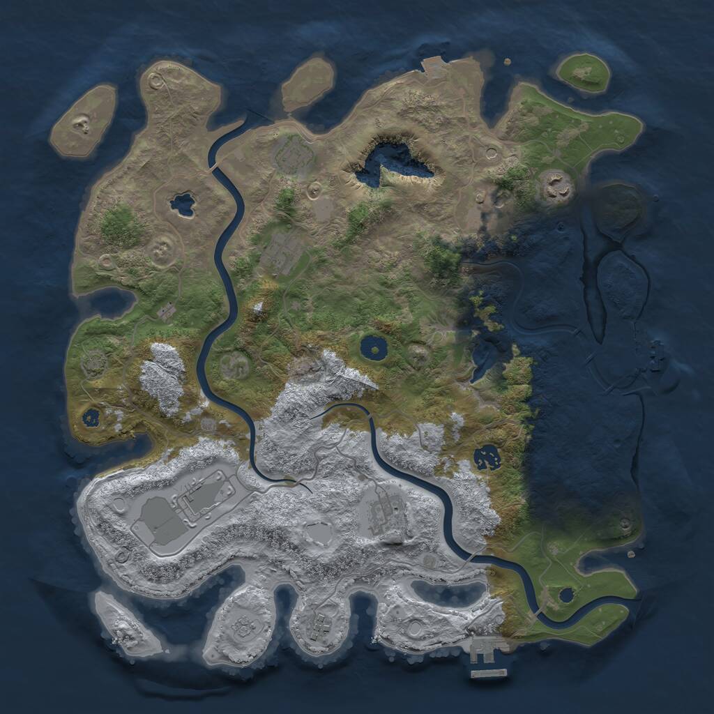 Rust Map: Procedural Map, Size: 4000, Seed: 669553, 14 Monuments