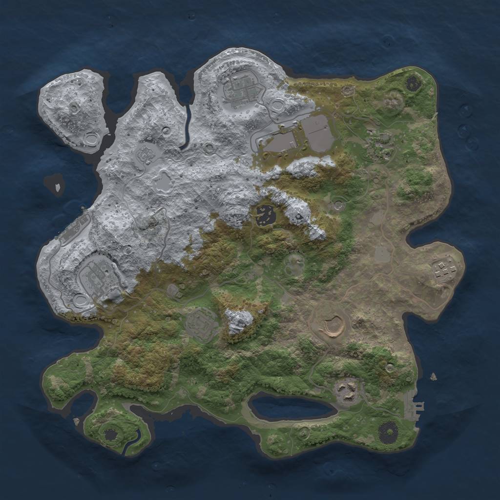 Rust Map: Procedural Map, Size: 3500, Seed: 128848237, 16 Monuments