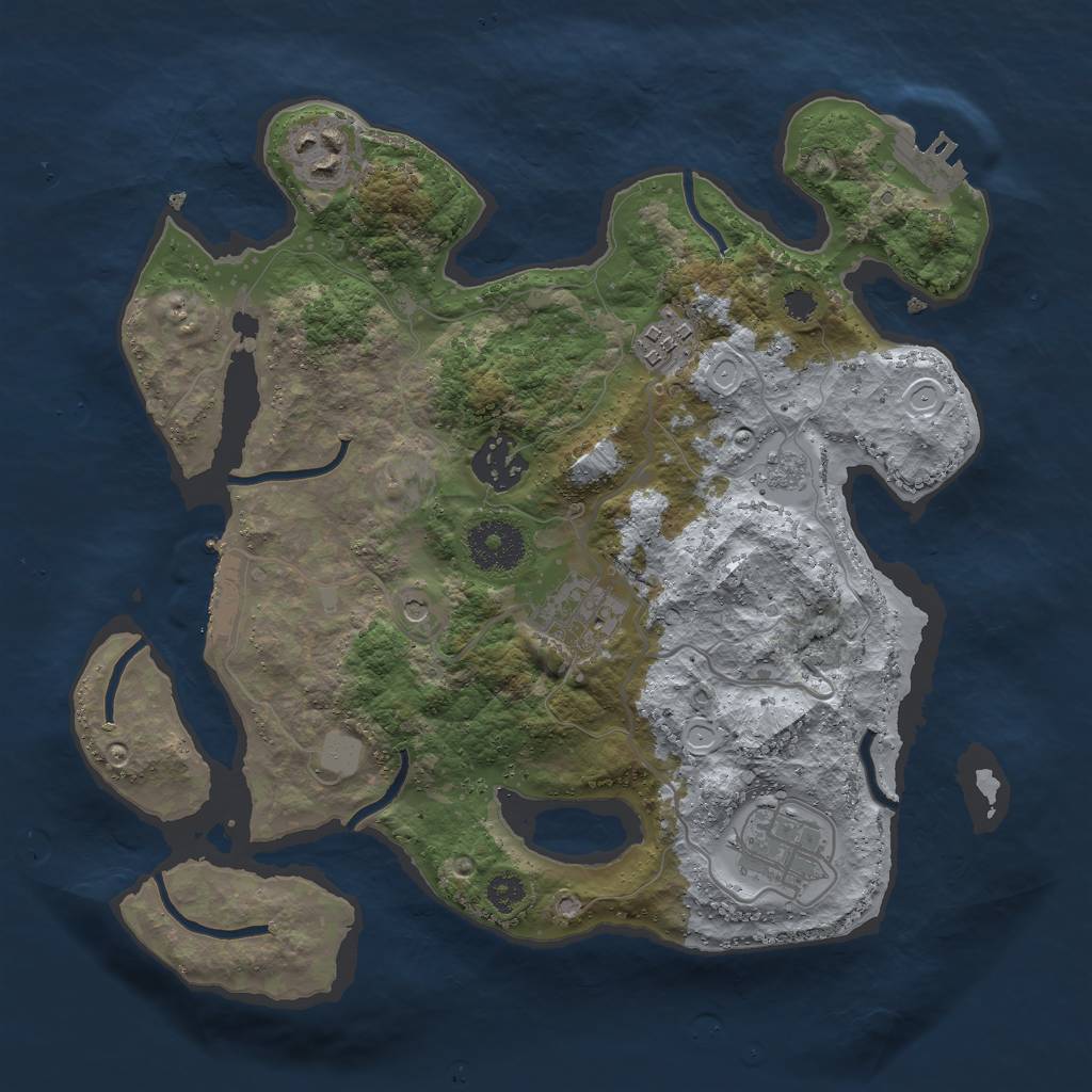 Rust Map: Procedural Map, Size: 3000, Seed: 1787305853, 12 Monuments