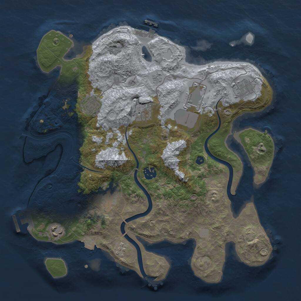 Rust Map: Procedural Map, Size: 3500, Seed: 1325035857, 14 Monuments