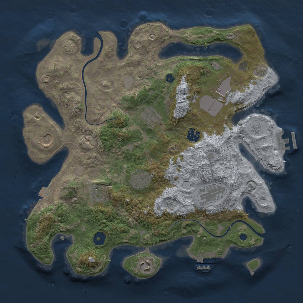 Rust Map: Procedural Map, Size: 3500, Seed: 4202308, 14 Monuments