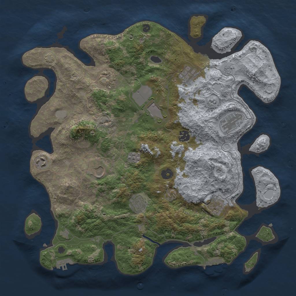 Rust Map: Procedural Map, Size: 3850, Seed: 9793576, 18 Monuments