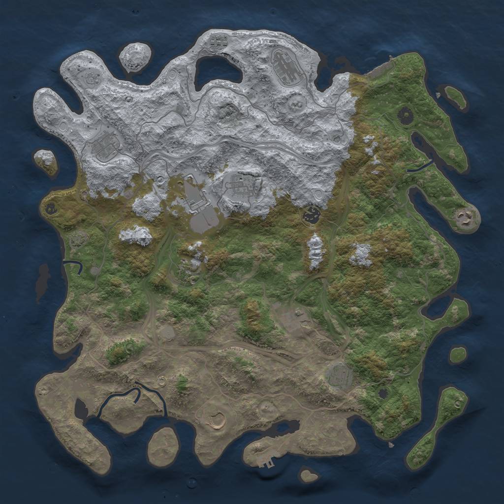 Rust Map: Procedural Map, Size: 4536, Seed: 5643, 19 Monuments