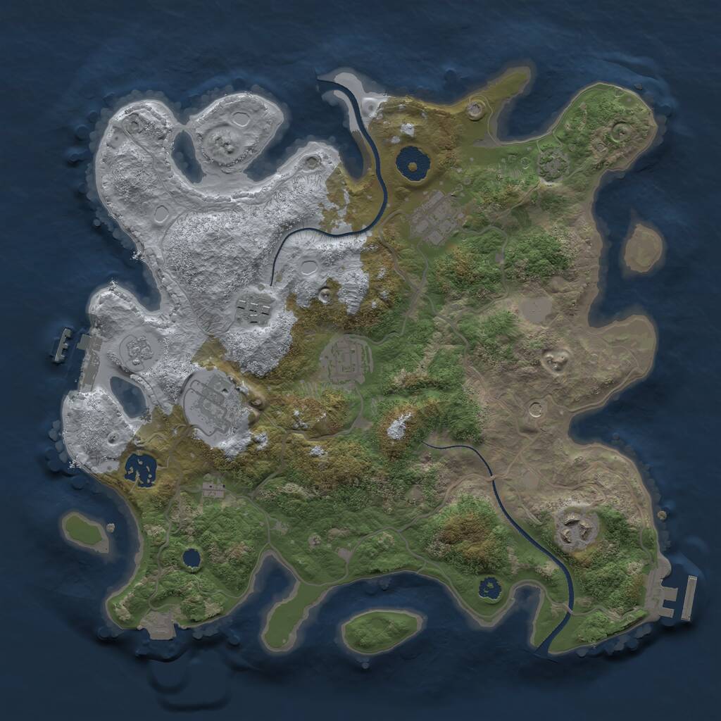 Rust Map: Procedural Map, Size: 3250, Seed: 84936, 12 Monuments