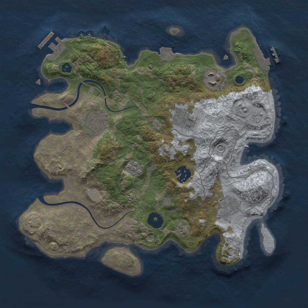 Rust Map: Procedural Map, Size: 3000, Seed: 257733248, 12 Monuments