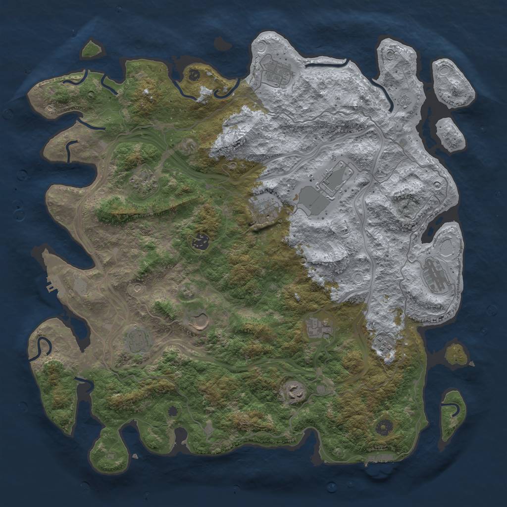 Rust Map: Procedural Map, Size: 4500, Seed: 1910193925, 18 Monuments