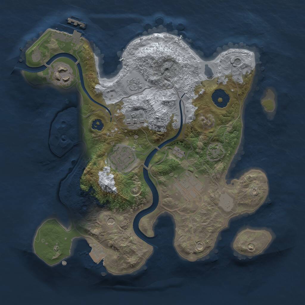 Rust Map: Procedural Map, Size: 2580, Seed: 1, 9 Monuments