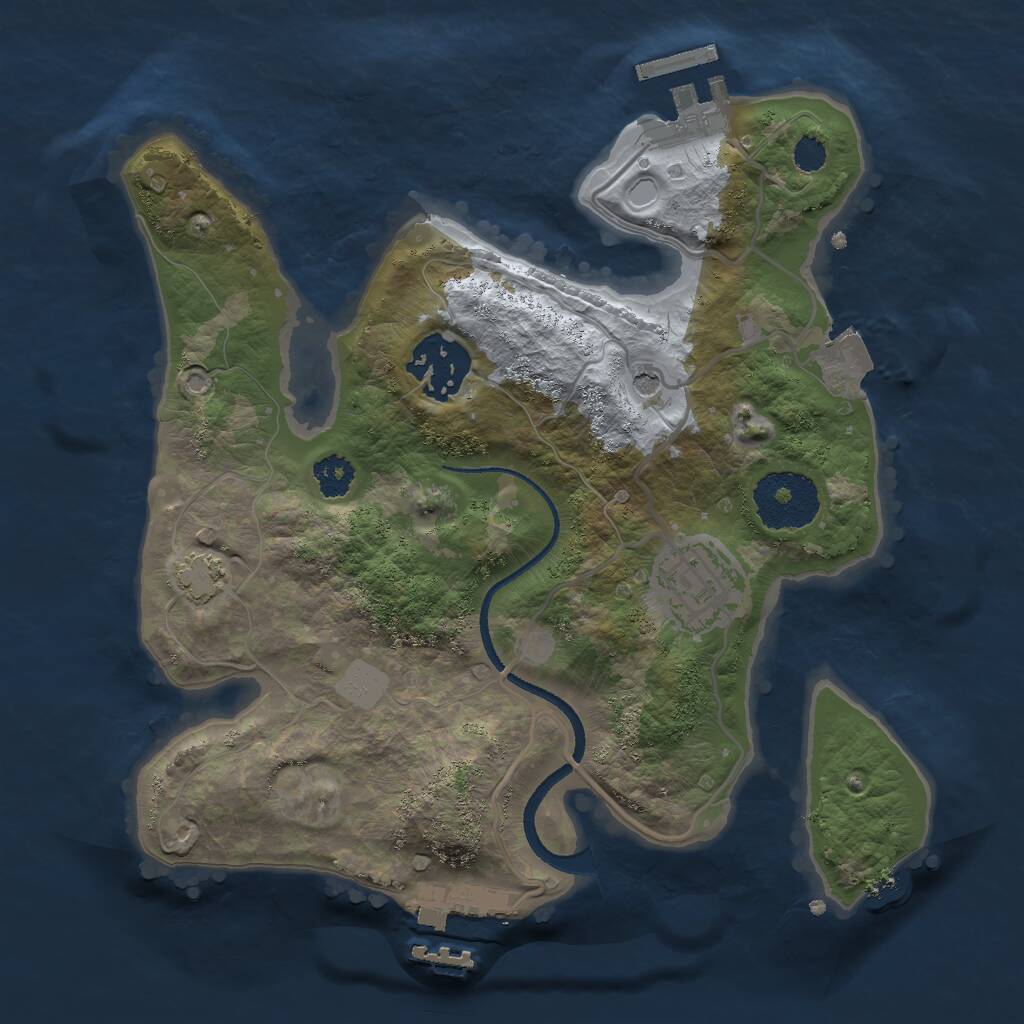 Rust Map: Procedural Map, Size: 2500, Seed: 2413, 7 Monuments