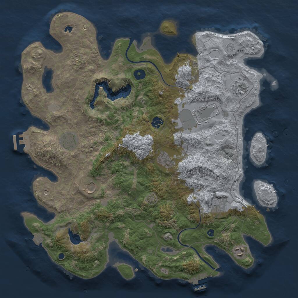 Rust Map: Procedural Map, Size: 4000, Seed: 1933027248, 14 Monuments
