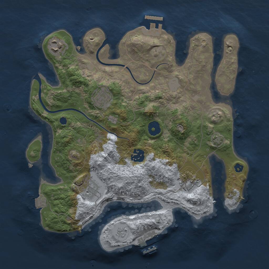 Rust Map: Procedural Map, Size: 3000, Seed: 1168860991, 10 Monuments