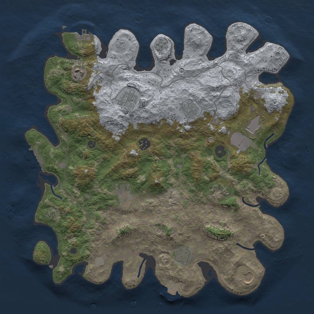 Rust Map: Procedural Map, Size: 4000, Seed: 557464, 18 Monuments