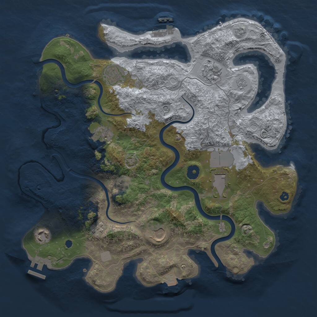 Rust Map: Procedural Map, Size: 3500, Seed: 113025739, 13 Monuments