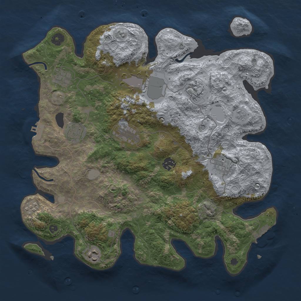 Rust Map: Procedural Map, Size: 3600, Seed: 59943015, 16 Monuments