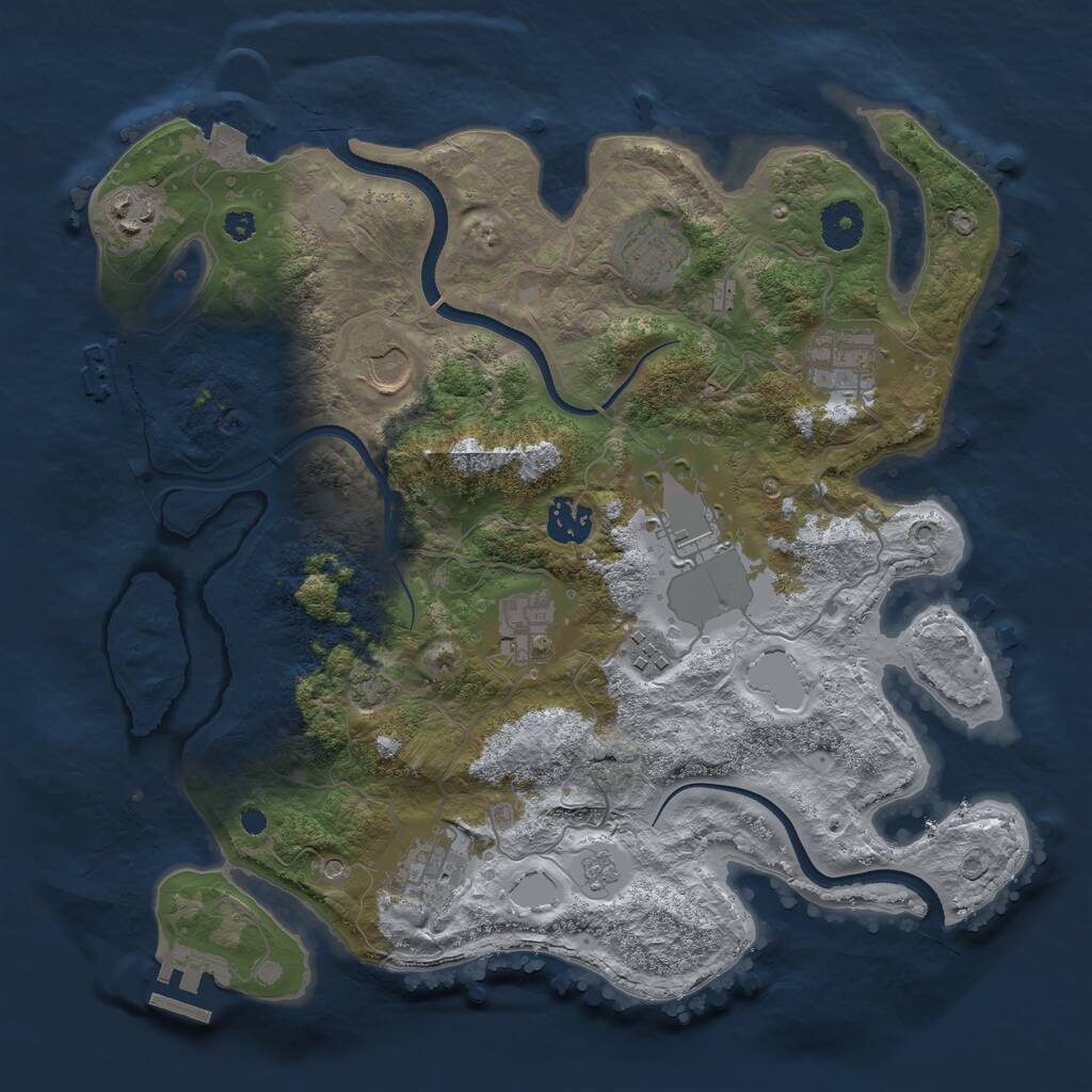Rust Map: Procedural Map, Size: 3500, Seed: 2068690115, 15 Monuments