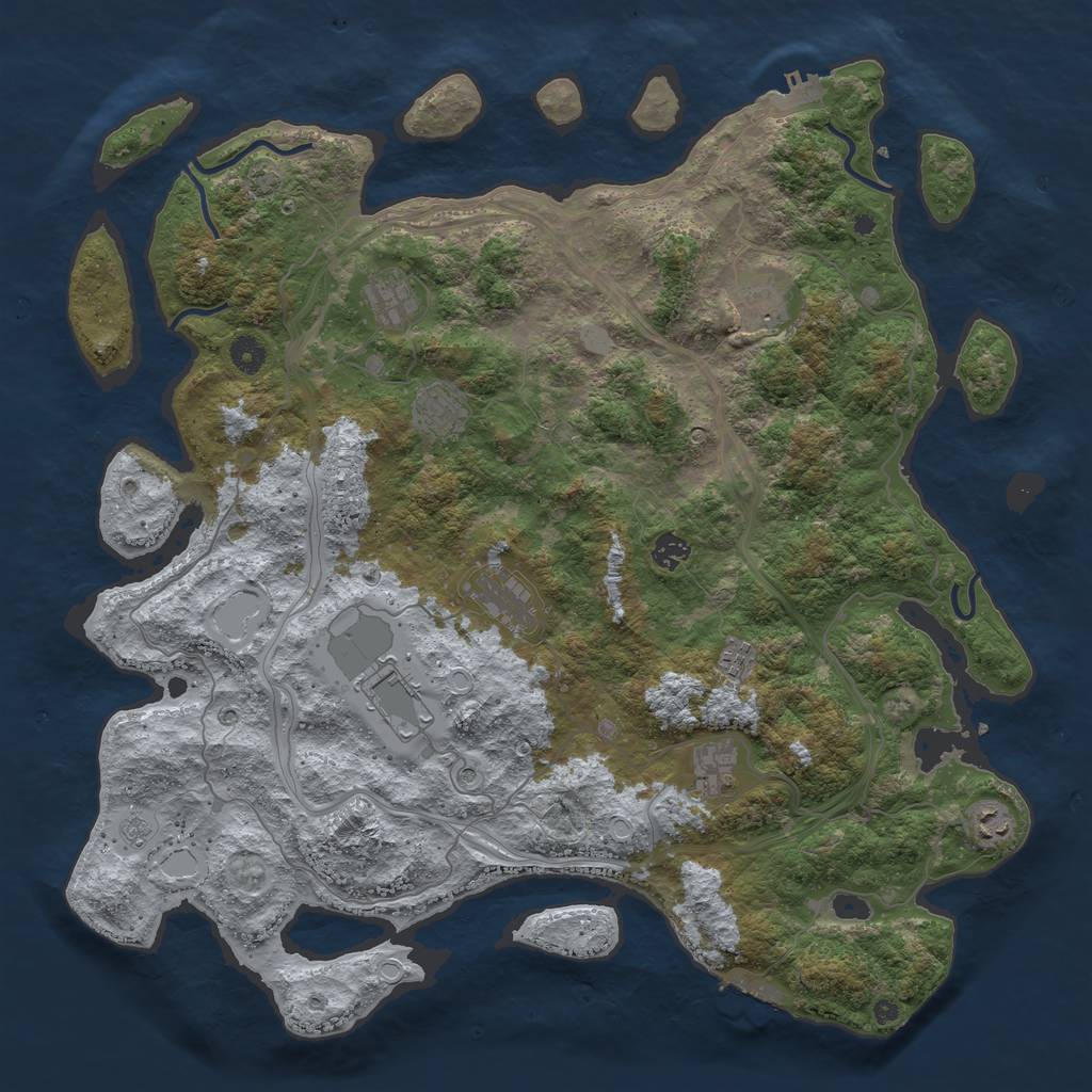 Rust Map: Procedural Map, Size: 4500, Seed: 555666, 17 Monuments