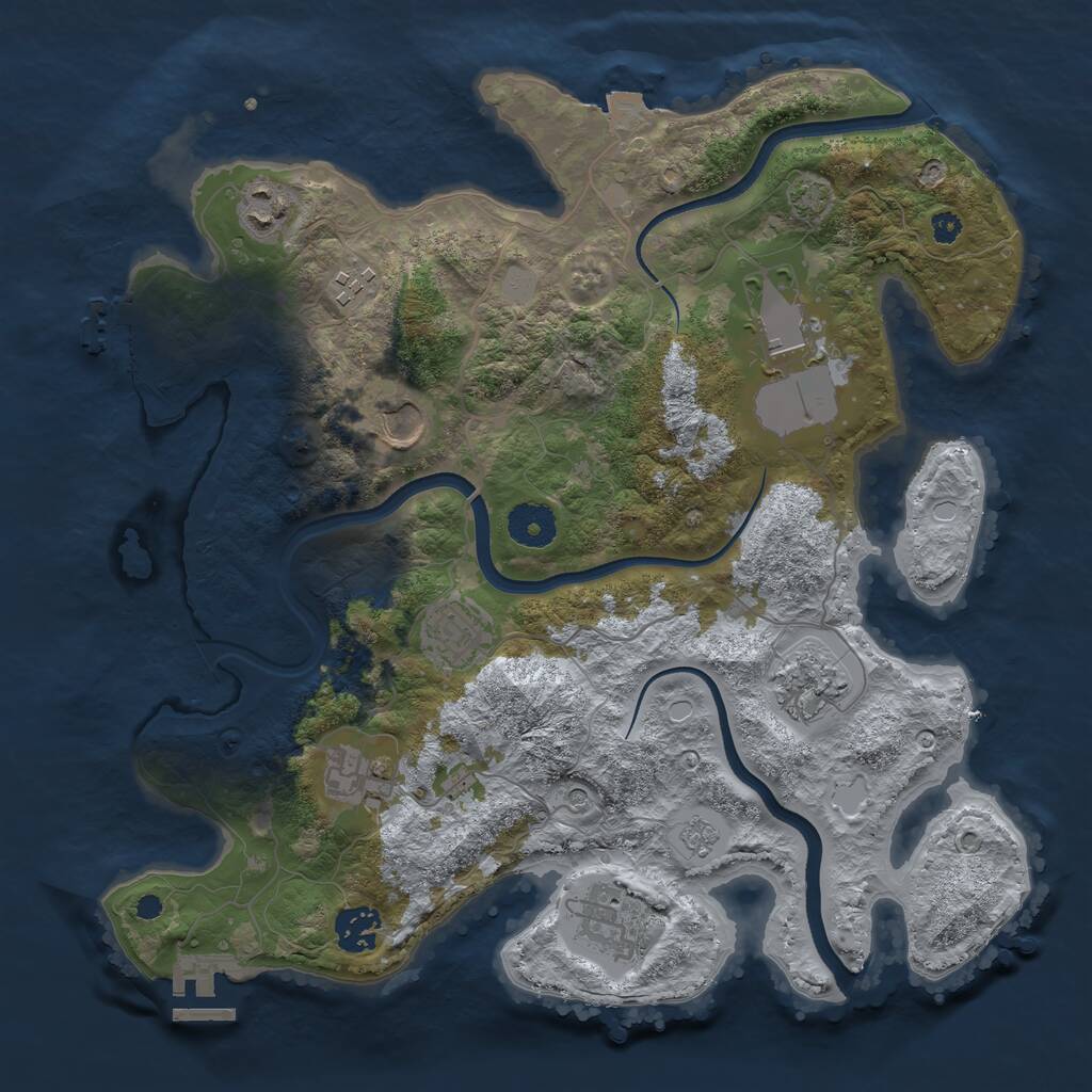 Rust Map: Procedural Map, Size: 3500, Seed: 1961412338, 15 Monuments