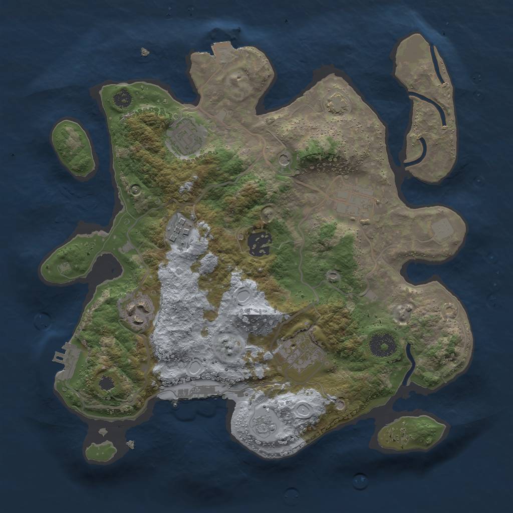 Rust Map: Procedural Map, Size: 3000, Seed: 800869, 14 Monuments